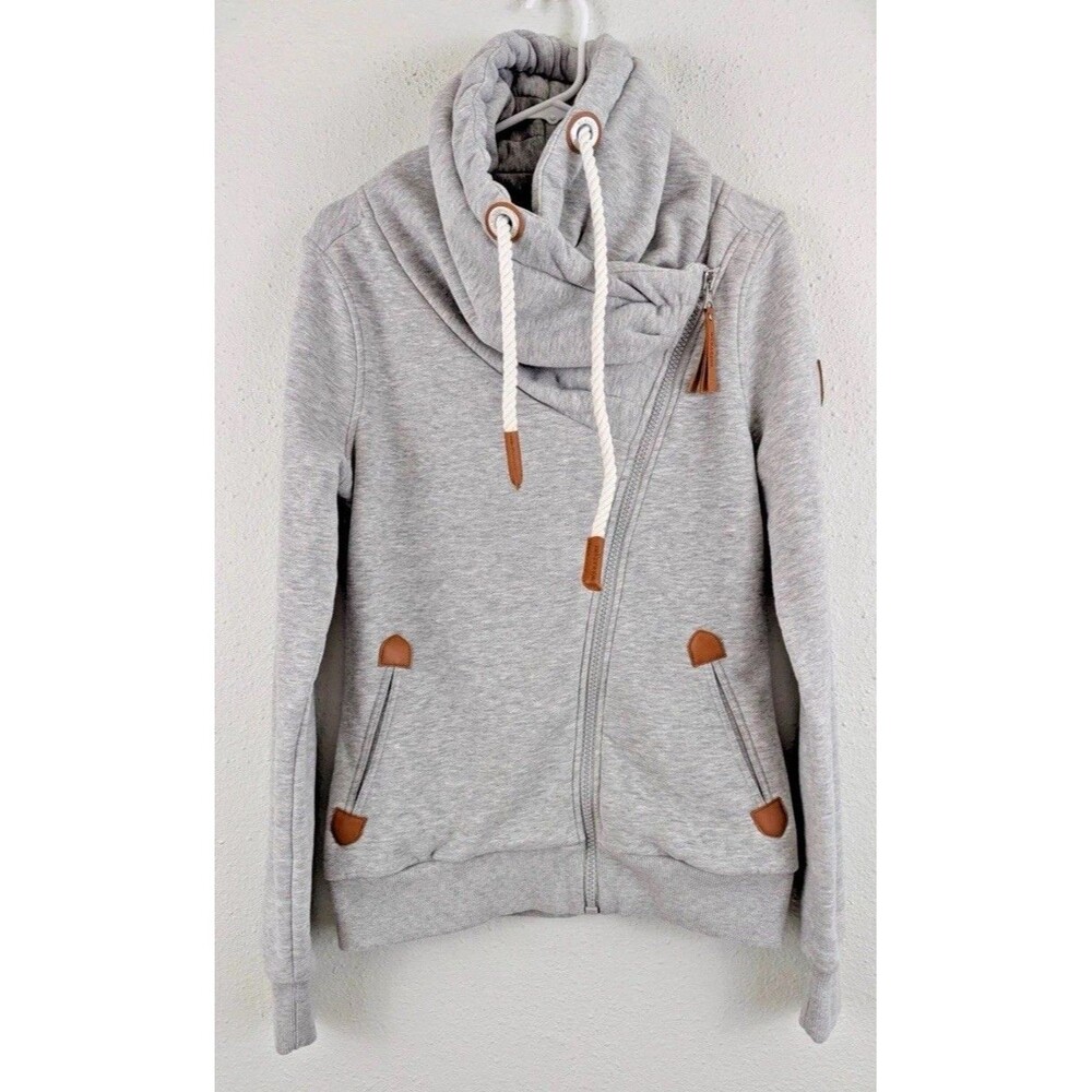 Wanakome Walk On The Wild Side Zip Hoodie Sweatshirt Sz  XS Asymmetrical Gray